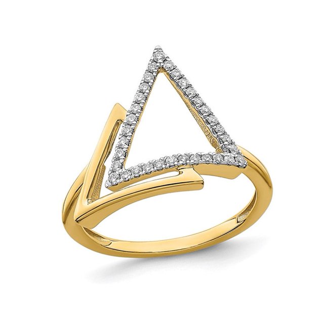 1/6 Carat (ctw) Diamond Triangle Ring in 14K Yellow Gold