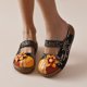 thumbnail image 4 of Sandalias de tacón plano con estampado de flores manuales para mujer, con bloques de colores personalizados Wmkox8yii  nm788, 4 of 9