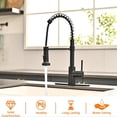 thumbnail image 2 of Brushed Nickel Stainless Steel Kitchen Faucet with Pull-Down Sprayer, Single Handle, Fits 1/3-Hole Installation, Dual Function, for Farmhouse, RV, Camper, Laundry & Utility Sink, 2 of 13