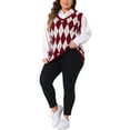 thumbnail image 2 of GRACE & GRANDEUR Women's Plus Size V Neck Sleeveless Pullover Knit Sweater Vest 4X Burgundy, 2 of 6