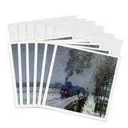 3dRose, Monet - Train In Snow, 6 Greeting Cards with envelopes