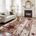 thumbnail image 2 of Area Rug for Living Room, Vintage Farmhouse Non-Slip Indoor Ex Large Carpet for Bedroom/Dining Room, Brown Country Star Berries Wooden Grain Washable Low-Profile Floor Runner Rugs - 8 x 10 Ft, 2 of 8