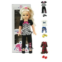 14.5in Doll Ruby Blonde Hair Blue Eyes Three Outfits and Box Included | American Fashion World