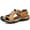 Gold, variant on Lopsie Mens Sandals Leather Beach Shoes Outdoor Comfort Breathable Fashion Slippers Handmade for Male Summer Sport Slip on Sandals