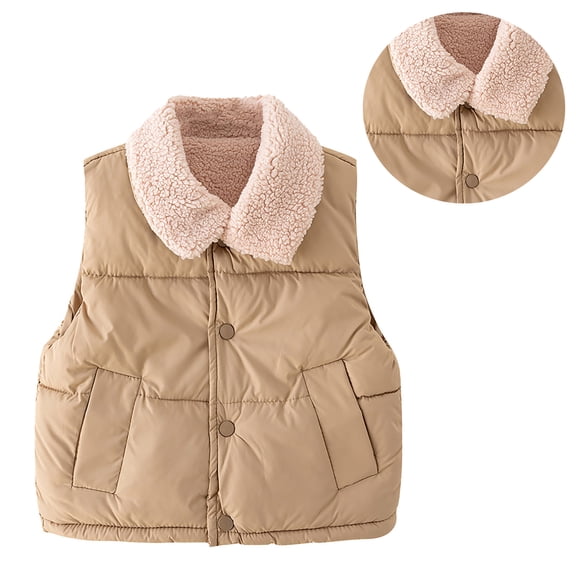 Toddler Puffer Down Vest Toddler Boys Girls Winter Vest Lightweight Button Down Cute Jacket Sleeveless Toddler Puffer Jacket 18-24 Months