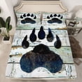 thumbnail image 2 of Homewish Black Bear 4 Pieces Queen Sheet Sets For Teens Boys Girls,Jungle Animal Ultra Soft Flat Sheet,Retro Rustic Cabin Queen Fitted Sheet,Breathable Home Decor, 2 of 7