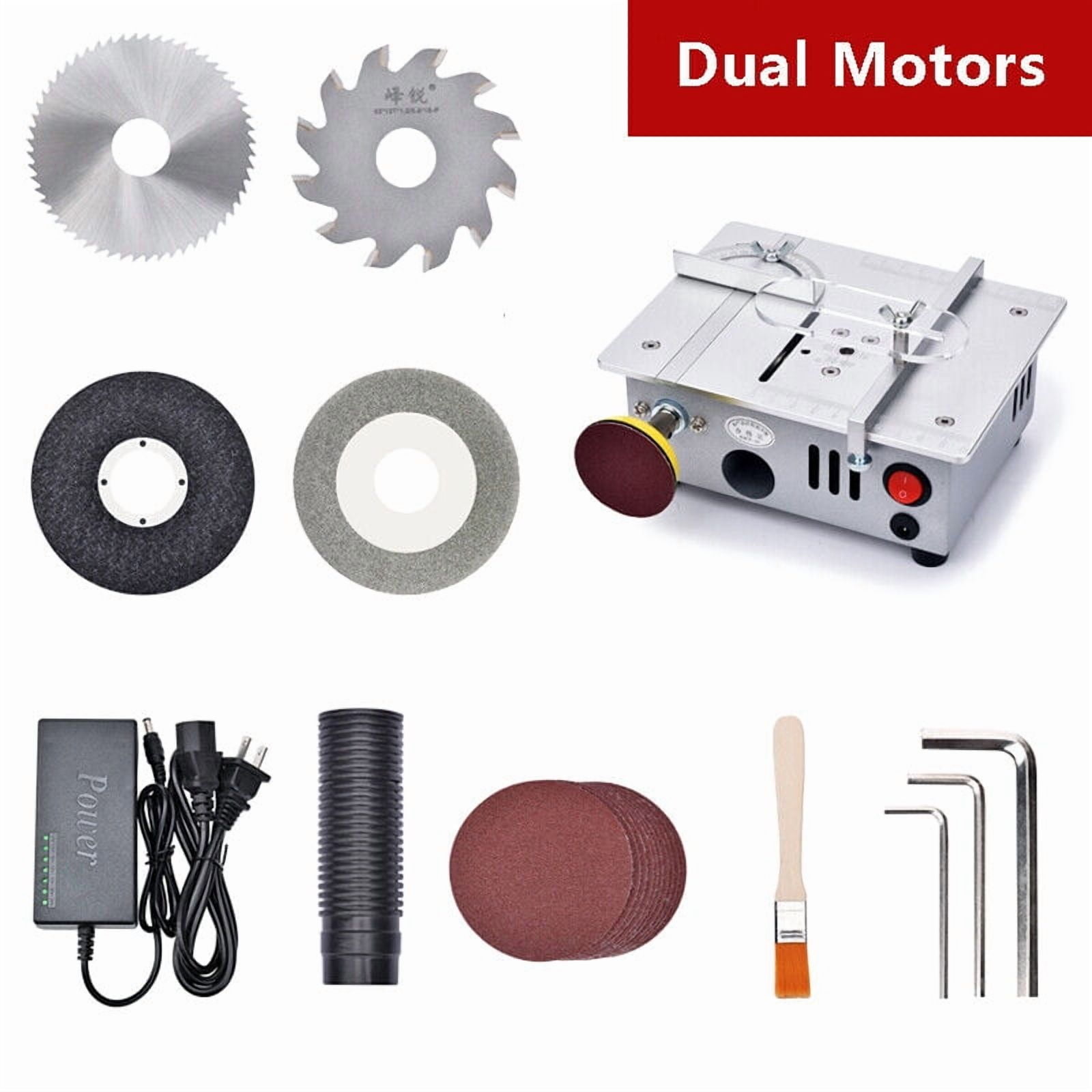 TOPCHANCES Mini Hobby Table Saw with Miter Gauge, 2.5 Inch HSS Alloy Steel Circular Saw Blade,96W Adjustable-Speed Power Supply for DIY Handmade Wooden Model Crafts