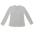 thumbnail image 3 of MHFRRA Camiseta de Manga Larga con Cuello En V, Fina y Ligeramente Transparente, para Mujer, Blusa Holgada Informal de Estilo Relajado. Caqui, 3 of 3