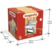 Imperia IPasta Classic Pasta Maker-100% Made in Italy- Pasta Machine with Durable Steel Construction- Cutter Attachment Accessory for Lasagna, Fettucine & More- Manual Roller w Wooden Handle (Silver)