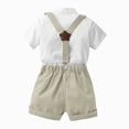 thumbnail image 3 of Farysays Baby Boy Formal Short Set Toddler Summer Gentleman Outfit Kid Short Sleeve Bowtie Shirt Suspender Shorts Suit, 3 of 4