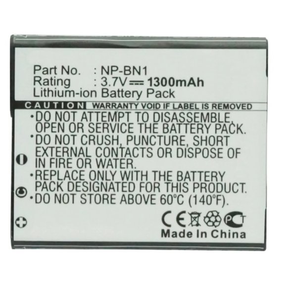 Batteries N Accessories BNA-WB-NPBN1 Digital Camera Battery - li-ion, 3.7V, 1300 mAh, Ultra High Capacity Battery - Replacement for Sony NP-BN1 Battery