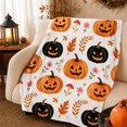 thumbnail image 2 of Halloween Throw Blanket, Soft Plush Fleece Throw Blanket, Cozy Black Orange Pumpkin Floral Leaf Mushroom Blanket,Halloween Holiday Decor for Halloween Party Sofa Bed Living Room Indoor Use,59x79Inch, 2 of 4
