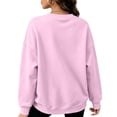 thumbnail image 3 of Dwellite Sweatshirt for Women Long Sleeve Crewneck Fall Top with Pocket Cute Winter Loose Fit Shirt Pink XL, 3 of 3