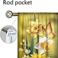 thumbnail image 6 of WNOOHIY Yellow Sunflower Floral Butterfly Light-filtering Curtains for Bedroom and Living Room, Set of 2 Panels, 6 of 7