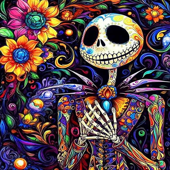 shiyou-Halloween Diamond Art Kits Skullhead Skeleton Diamond Art Kits for Adults Beginners, 5D Full Drill Nightmare Skull Round Diamonds Gem Art Painting Kits for Home Wall Decor Gift