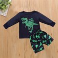 thumbnail image 3 of Atogsazn Toddler Baby Boy Girl Casual Clothes Set Dinosaur Print Long Sleeve Sweatshirt and Shorts 2 Piece Set Outfit 7-8 Years Navy on Clearance, 3 of 3