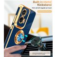 thumbnail image 5 of LeYi For Moto G Stylus 5G 2024 Case: 2pcs Tempered Glass Screen Protector And 360° Rotatable Magnetic Stand, Rose Gold Plated Edge，Blue, 5 of 8