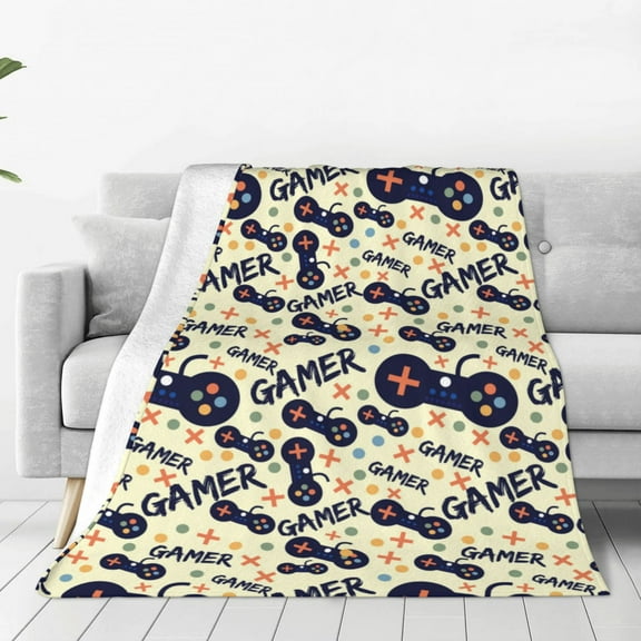 Fuzoiu Game Controller Print Ultra-Soft Micro Fleece Blanket,All Seasons Flannel Throw, Lightweight Blanket for Bed, Sofa, Couch, Movie Night, Camping, and Travel-40"x30"