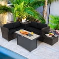thumbnail image 2 of Gymax 5PCS Patio Furniture Set w/42'' Propane Fire Pit Table Cushions Storage Box, 2 of 10