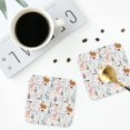 thumbnail image 4 of Lsque Fall Rabbit Pattern 4" Drink Coasters Set of 4, PVC Leather Absorbent Coasters, Table Coaster Set Decorative Coffee Cup Coasters Housewarming Gift -Square, 4 of 6