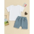 thumbnail image 5 of Musuos Toddler Boy Birthday Outfit 18M 24M 3Y 4Y Train Letter Print Short Sleeve T-Shirt with Elastic Waist Shorts Summer 2 Pcs Set, 5 of 10