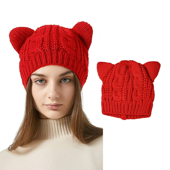 Riforla Winter Warm Daily Fashionable Elastic Casual Slouchy Hat Suitable for Man and Woman Bomber Hats Red