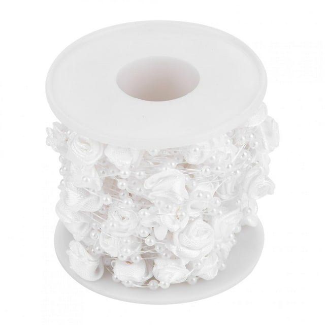 Uadme10m/rollo De 3mm De Perlas Rosas, Cuentas De Alambre De Perlas Artificiales Rosas, Cadena De Guirnaldas, Decoración De Boda DIY, Cuentas De Cristal De Imitación(blanco)