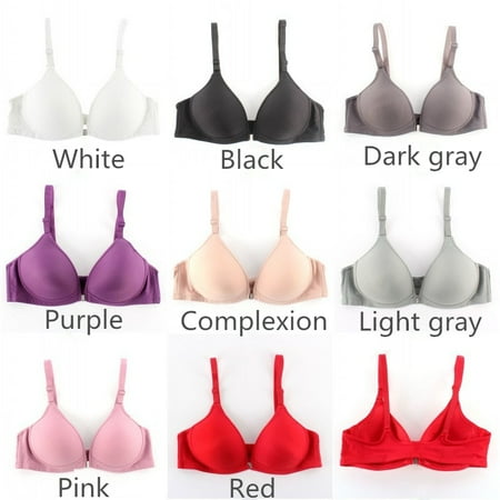 

Wuffmeow Women Smooth Front Closure Thin Padded Racerback Seamless Push Up Bra Top Only Cup B