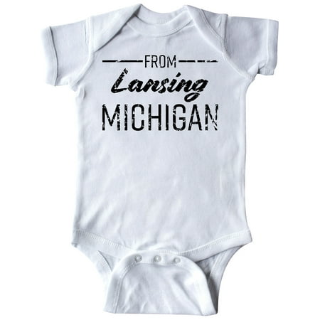 

Inktastic From Lansing Michigan in Black Distressed Text Gift Baby Boy or Baby Girl Bodysuit