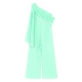 thumbnail image 6 of CHICTRY Kids Girls Sleeveless Romper Chiffon Wide Leg Jumpsuit Shiny Rhinestones Birthday Party Romper Mint Green 6, 6 of 7