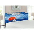 thumbnail image 2 of Nautical Headboard, Sailing Ship with Sun and Clouds in Mist Water with Waves Funky Art, Upholstered Decorative Metal Bed Headboard with Memory Foam, Full Size, Blue Orange White, by Ambesonne, 2 of 4