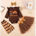 thumbnail image 6 of StylesILove Baby Girls My 1st Thanksgiving Brown Long Sleeve Bodysuit, Tutu Skirt, Leg Warmers and Headband 5pcs Autumn Holiday Outfit (3 Months), 6 of 7