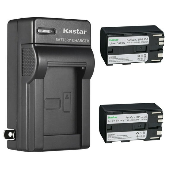 Kastar 2-Pack BP-930G Battery and AC Wall Charger Replacement for Canon XH-G1 HDV XH-G1S XH-G1S HD XL-H1A XL-H1S XL-H1S HD, XL-1 XL-1S XL-2 XH-A1 XH-A1 HDV XH-A1S HD XH-A1SE HDV XM1 XM2 XV1 XV2 Camera