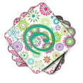 thumbnail image 2 of Letter C Flowers Pink Teal Green Initial Foam Coaster Set of 4, 2 of 3