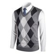 thumbnail image 2 of Mens Outerwear Sweater Fashion Knitted Vest V Neck Color Blocked Mens Warm Sweaters,Grey,M, 2 of 4