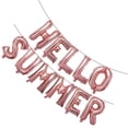 thumbnail image 3 of GOOHOCHY Globos de fiesta de verano de 16 pulgadas, papel de aluminio, diseño de letras rosadas y doradas, decoración de pancartas, 3 of 8
