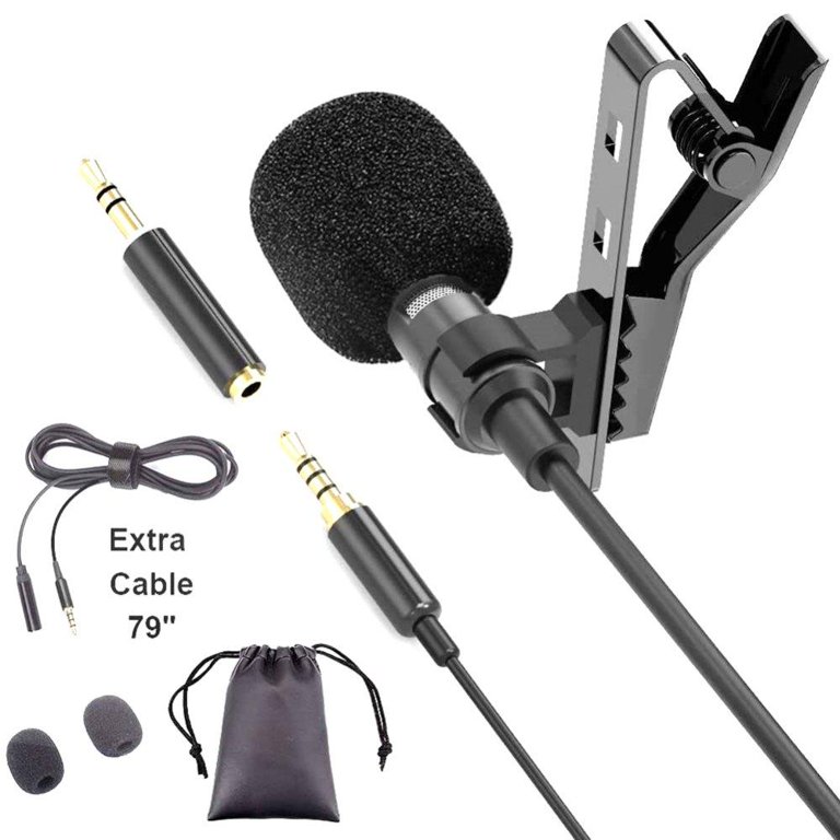 Wireless Lapel Microphone, Clip On Lapel Mic Plug And Play Easy To Connect  For Computers For Sound Cards Black 