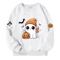 thumbnail image 4 of IUYRTFE Girls Halloween Fashion Print Pullover Sweatshirt Kids Casual Warm Long Sleeve Top Toddler Cozy Fall Winter Outfit Playdate Holiday Party Apparel(White#1,5 Years), 4 of 6