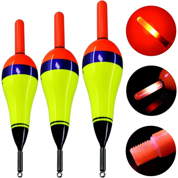 THKFISH Fishing Bobbers Fishing Floats Led Fishing Floats Lighted Bobbers for Fishing 1/5oz(2.68" X1.02" X 4.6"), 1/4oz(2.83" X 1.1" X 5.2"), 3/8oz(3.46" X 1.18" X 5.35") 3pcs