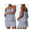 thumbnail image 2 of Rdhnmea Women Striped Pajama Set Tie-up Camisole Babydoll Tops with Shorts Summer Sleepwear Loungewear 2 Piece Pjs Set, 2 of 7