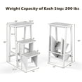 thumbnail image 2 of DORTALA 3 Tier Folding Step Stool, Rubber Wood Multifunctional Ladder Chair Bench, Portable Utility Seat, Flower Rack, 200 Lbs Capacity, Ideal for Library, Home (White), 2 of 8