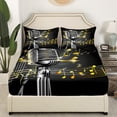 thumbnail image 3 of Erosebridal Musical Notes Bed Sheets Set Full Size, 3D Microphone Bedding Full Size, 4 Pieces (Top Sheet, Fitted Sheet, Pillowcase), 3 of 6