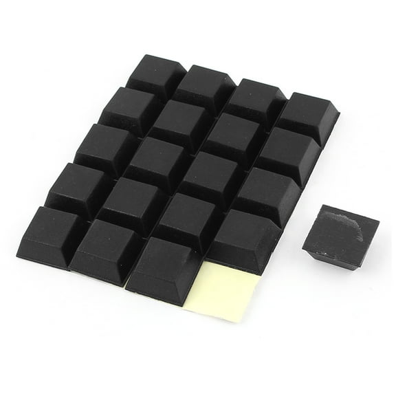 Unique Bargains 20Pcs Antislip Rubber Square 20mm x 20mm Adhesive Chair Foot Cover Table Furniture Leg Protector Black