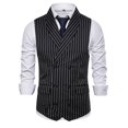 thumbnail image 2 of Fimkaule Formal Suit Vest for Men Waistcoat Double-breasted Pocket Striped Business Casual Wedding Vest Jacket Coat Dress Suits Vests Tops, 2 of 8