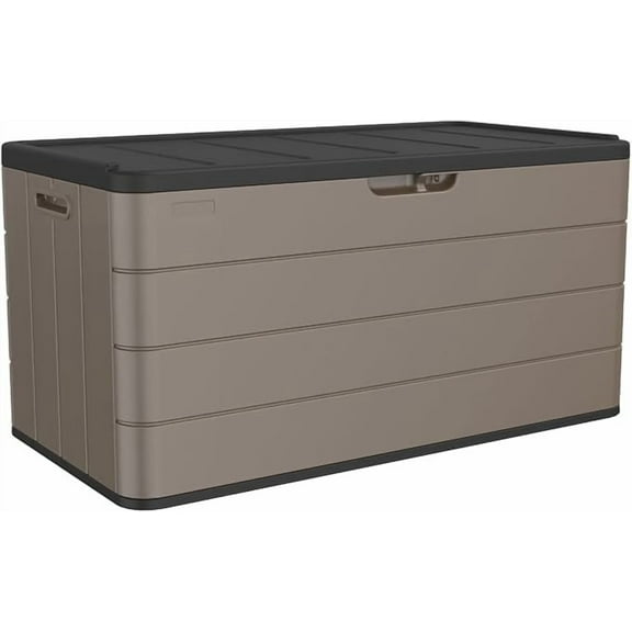 Decksplore 110 Gal Resin Deck Box Outdoor Waterproof Storage Box with Seat for Patio Furniture,Garden Tools and Home Accessories (Brown)
