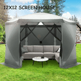 thumbnail image 6 of COBIZI 12x12ft Pop-up Gazebo Screen Tent Screen House with sidewalls and Mosquito Netting for Camping, Waterproof, UV Resistant, EZ Set-up Party Canopy with Carrying Bag and Ground Stakes, Gray, 6 of 10