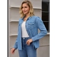 thumbnail image 2 of DARING DIVA Women's Long Sleeve Button Down Shirts Jackets with Pocket M Blue, 2 of 7
