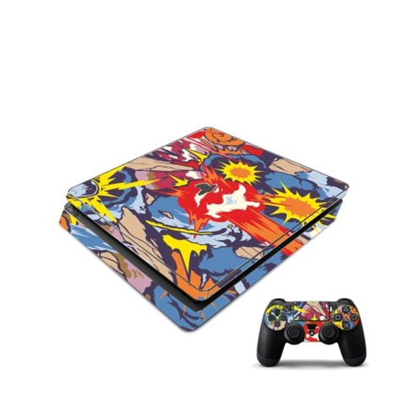 Playstation PS4 Slim Comic Explosions Console Skin