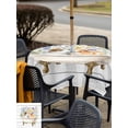 thumbnail image 4 of Outdoor Tablecloth with Umbrella Hole and Zipper, Spring Floral Animals Square Table Cloth 54x54 Inch Waterproof Tablecloth, Elegant Flowers Leaves Farmhouse Wooden Picnic Table Cover for Patio, 4 of 7
