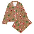 thumbnail image 5 of Pajamas Womens Xmas Print Sleepwear Holiday Loungewear 2 Pieces Pjs Set (Z009-Brown XXL), 5 of 5